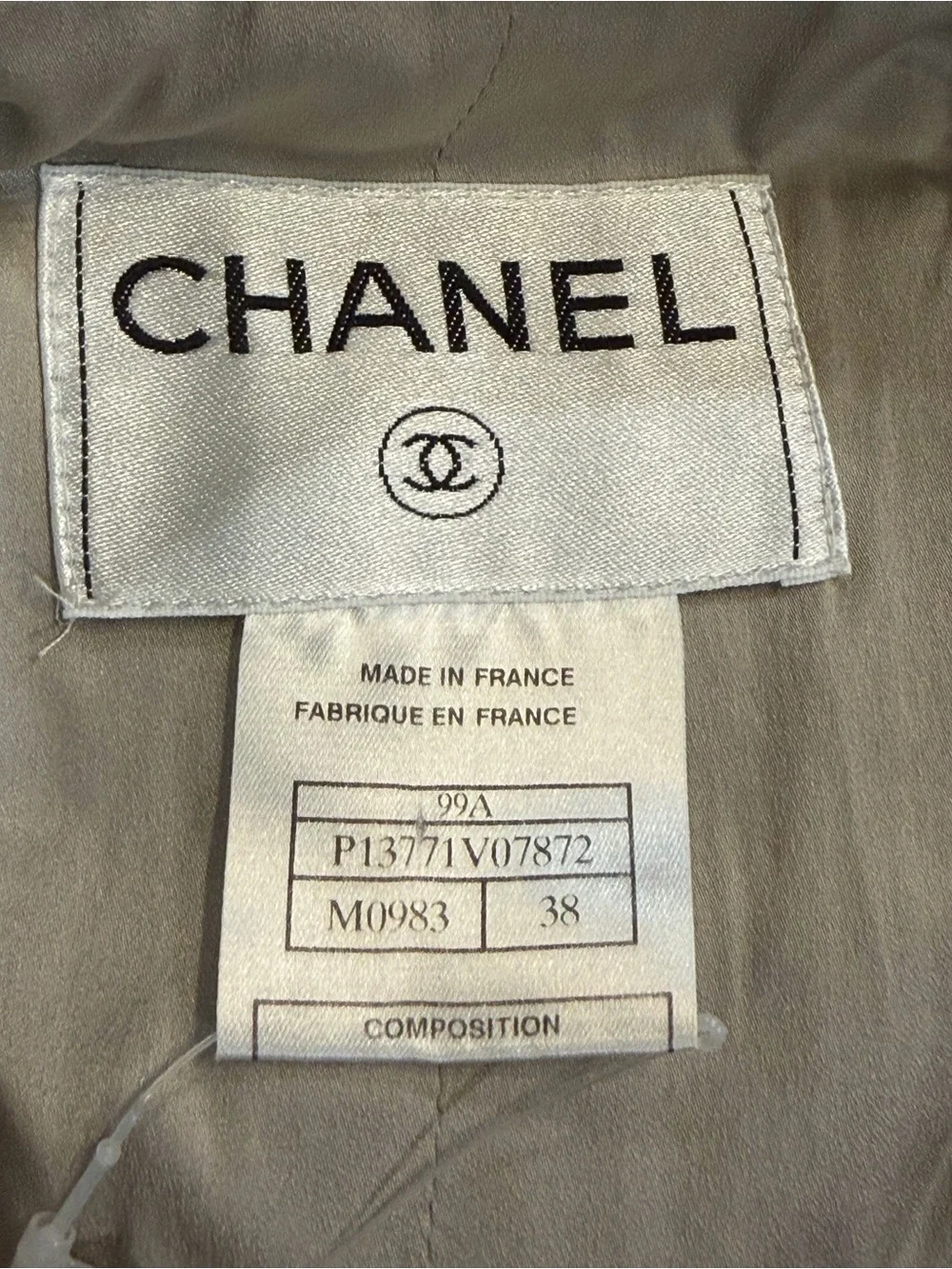 CHANEL Grey Speckled Tweed Blazer Coat
